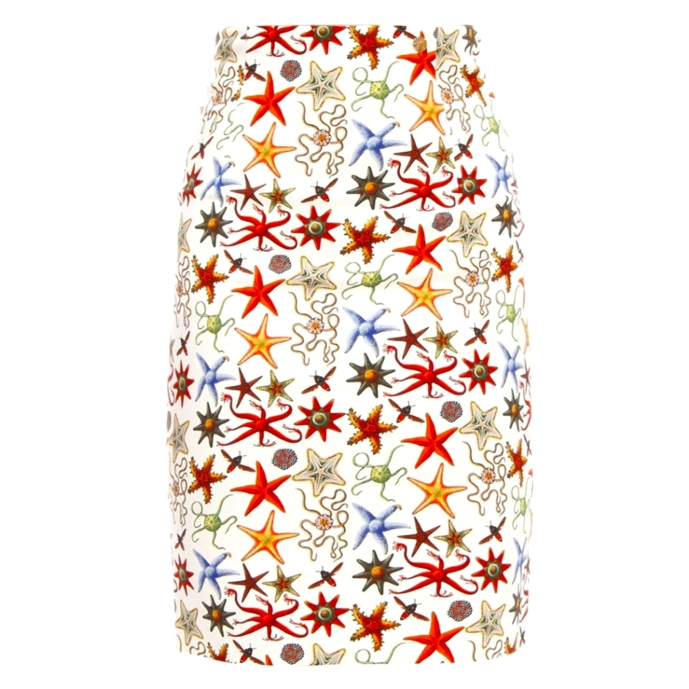 Authentic Tresor De La Mer Versace Sea Starfish High Waist Pencil Skirt - Picture 3 of 8